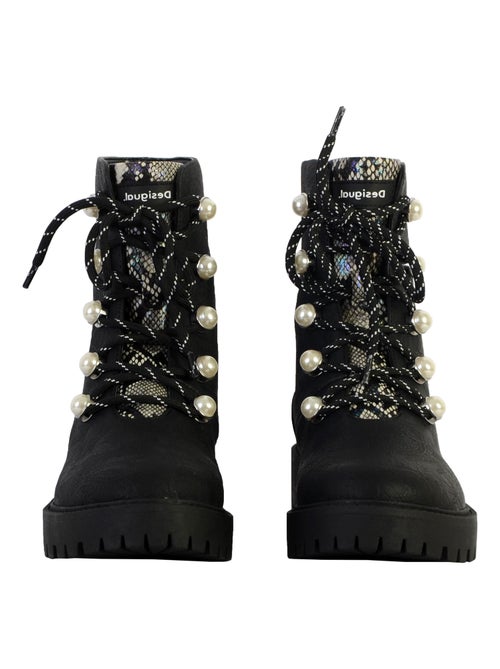 Bottines Cuir Montante Desigual Biker Pearl - Kiabi