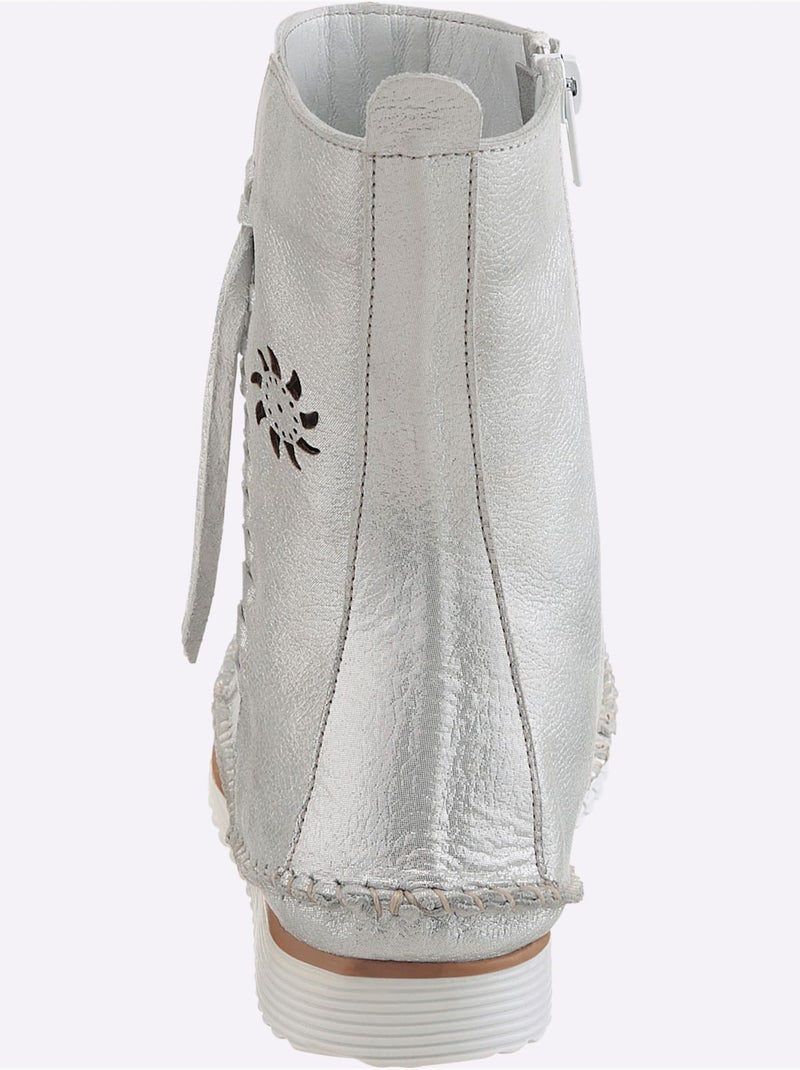 Bottines Cuir Nappa De Vache - Taille Standard - Helline Argent - Kiabi