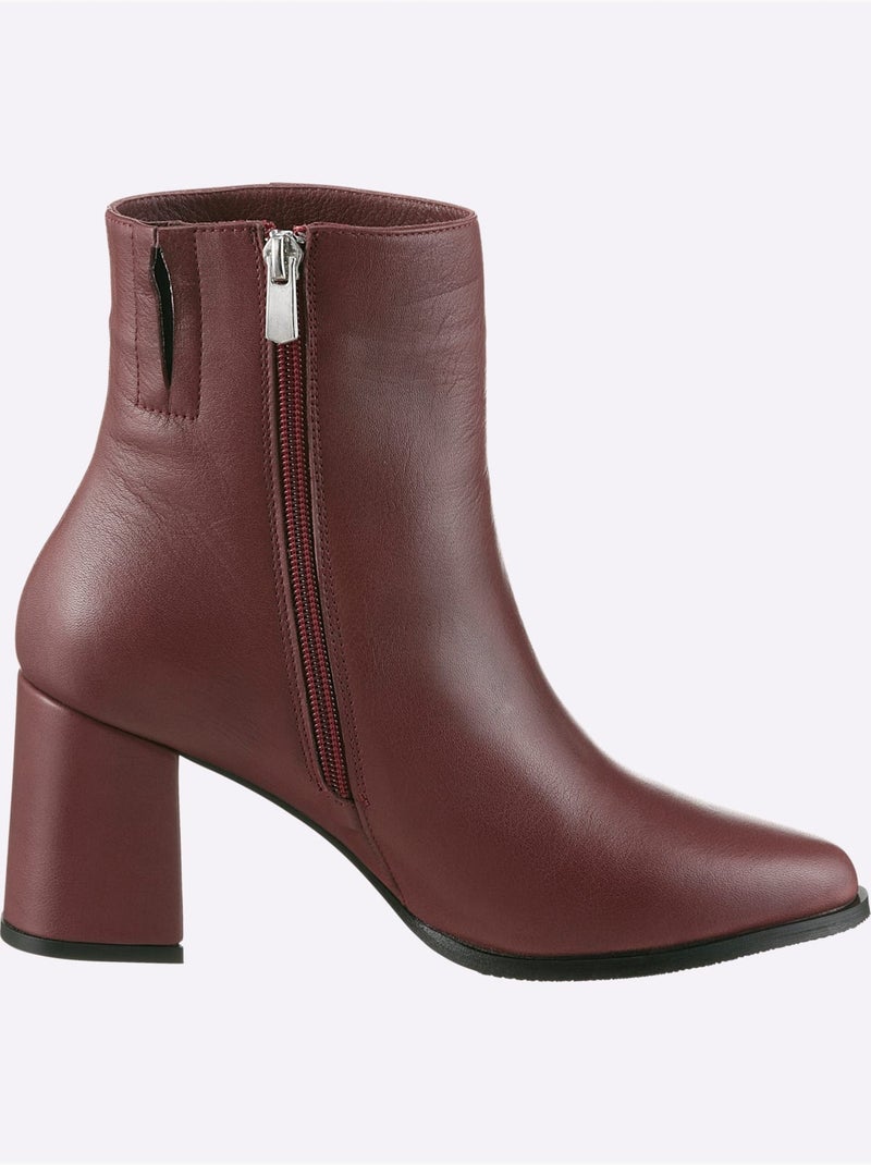 Bottines Cuir Nappa De Vache - Taille Standard - Helline Bordeaux - Kiabi