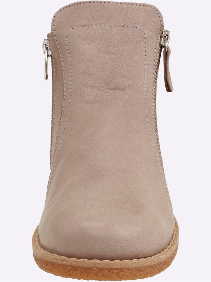 Bottines Cuir Nappa De Vache - Taille Standard - Helline Gris - Kiabi