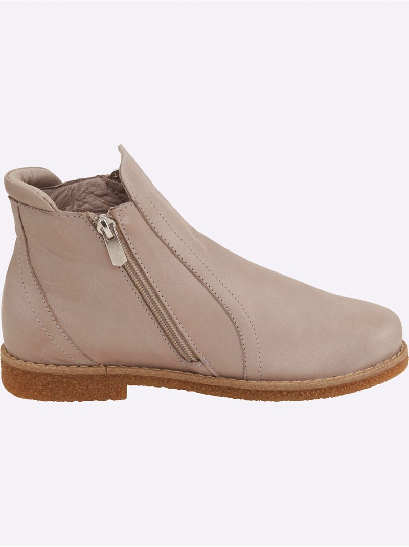 Bottines Cuir Nappa De Vache - Taille Standard - Helline Gris - Kiabi