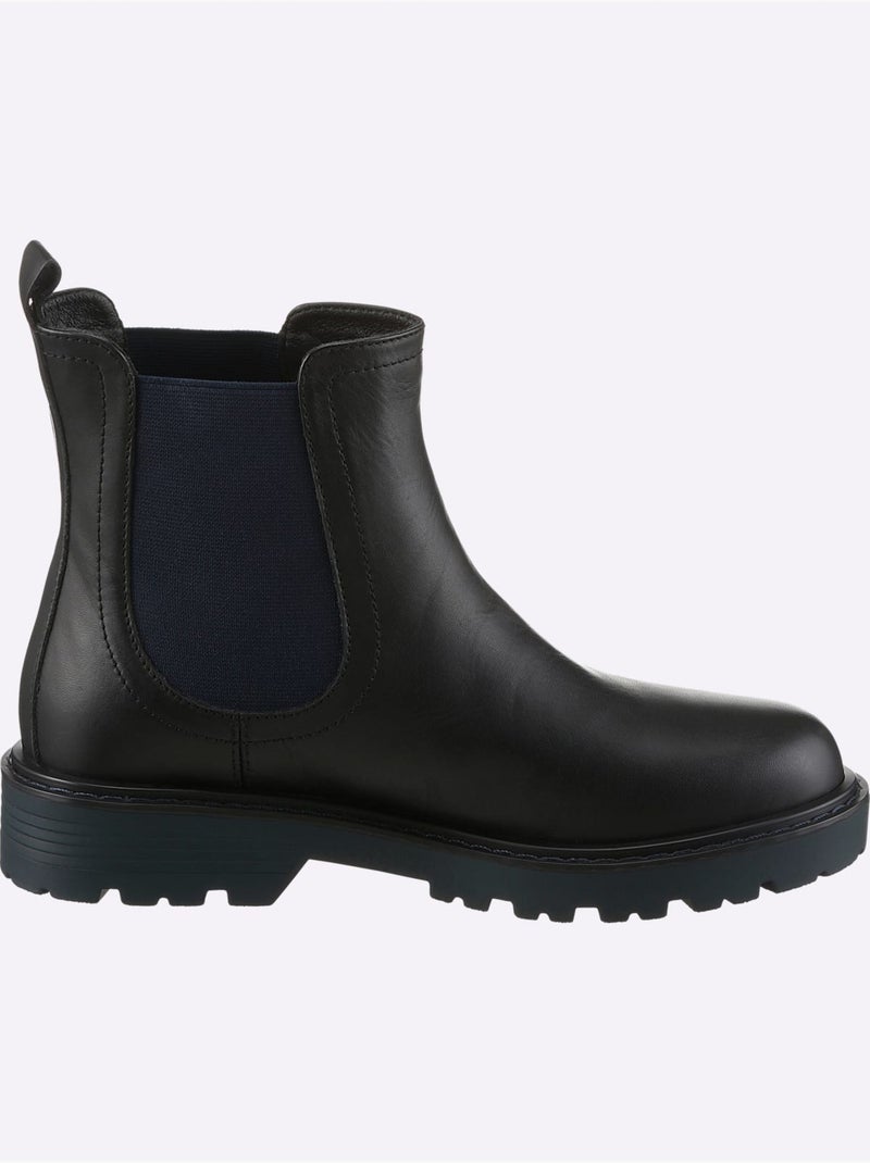 Bottines Cuir Nappa De Vache - Taille Standard - Helline Noir Bleu - Kiabi