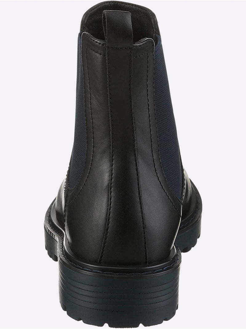 Bottines Cuir Nappa De Vache - Taille Standard - Helline Noir Bleu - Kiabi