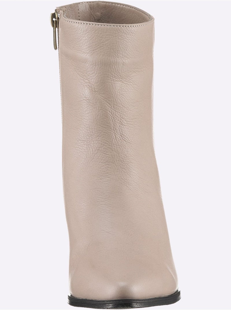 Bottines Cuir Nappa De Vache - Taille Standard - Helline Nude - Kiabi