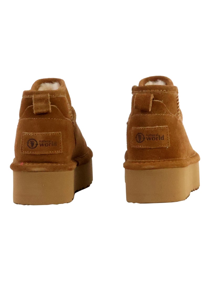 Bottines Cuir Natural World Camel - Kiabi