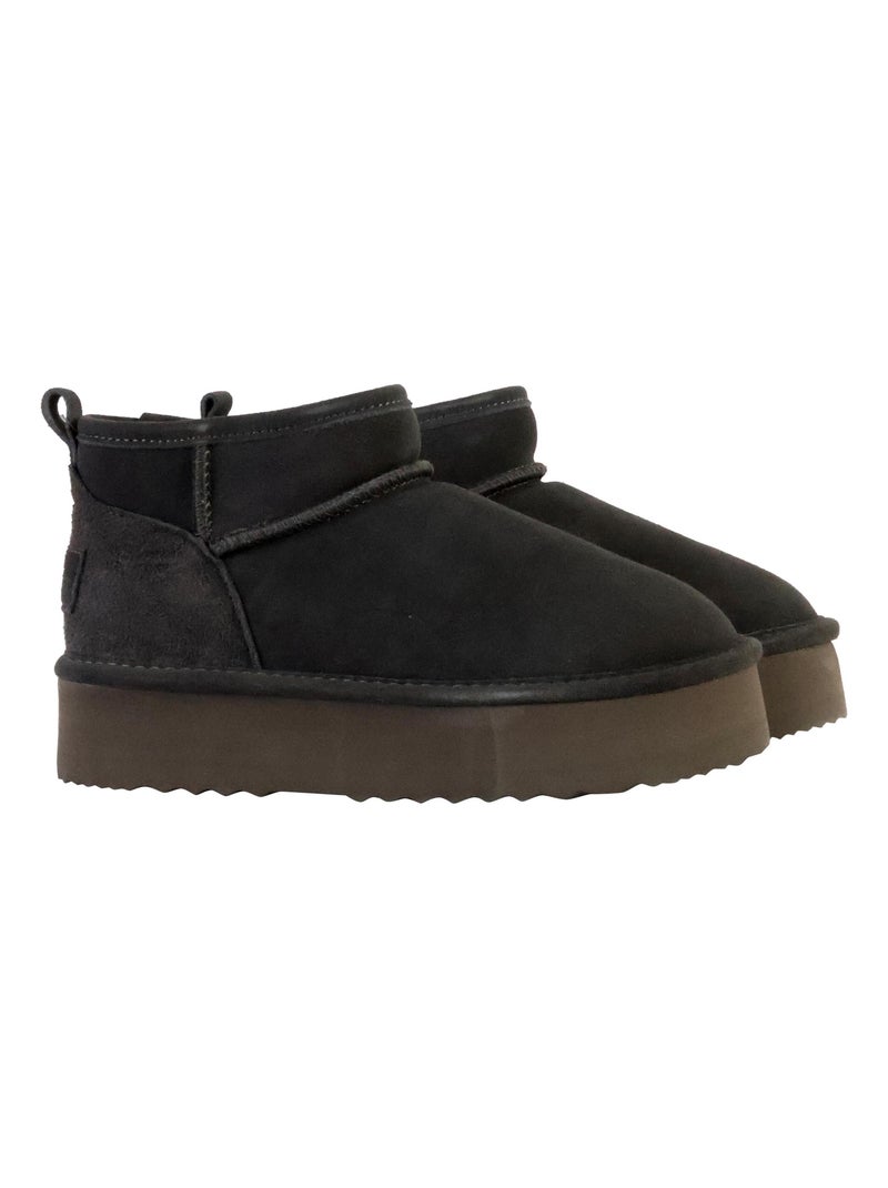 Bottines Cuir Natural World Gris - Kiabi