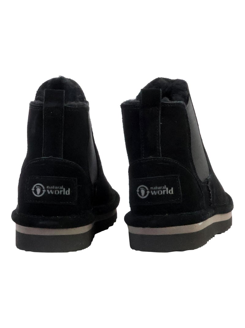 Bottines Cuir Natural World Noir - Kiabi