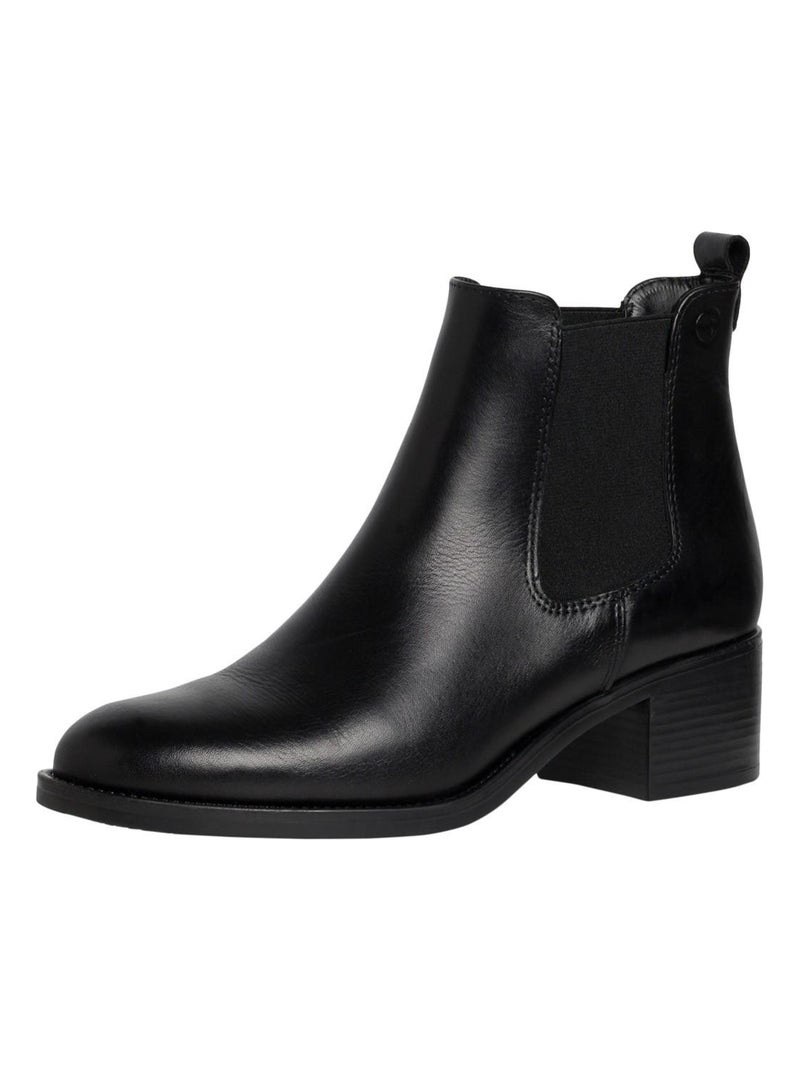 Bottines Cuir Tamaris Chelsea Noir - Kiabi
