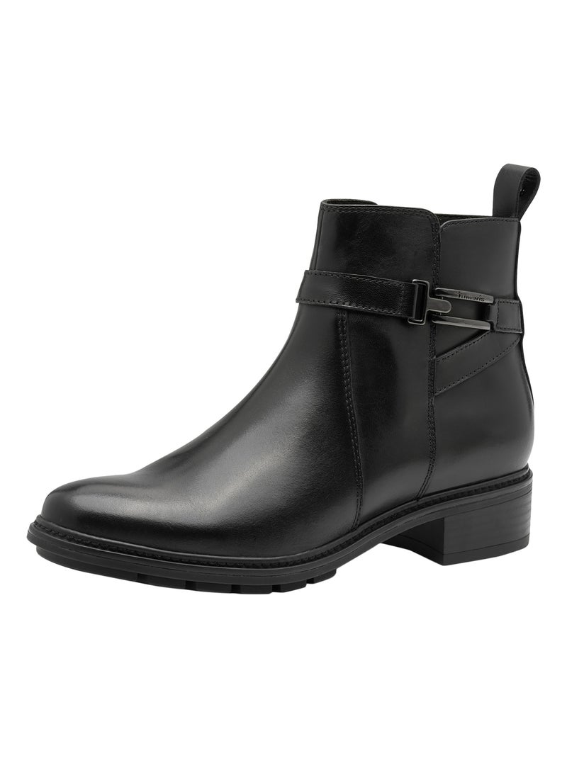 Bottines Cuir Tamaris Noir - Kiabi