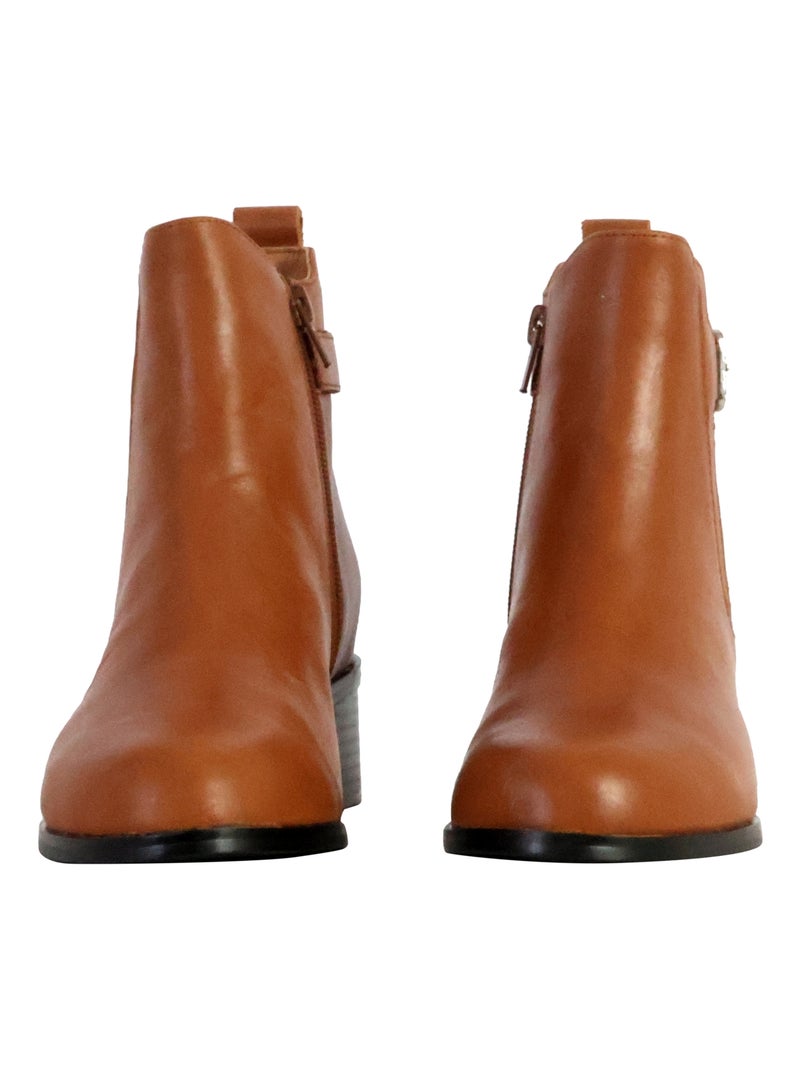 Bottines Cuir The Divine Factory Alénoa Camel - Kiabi