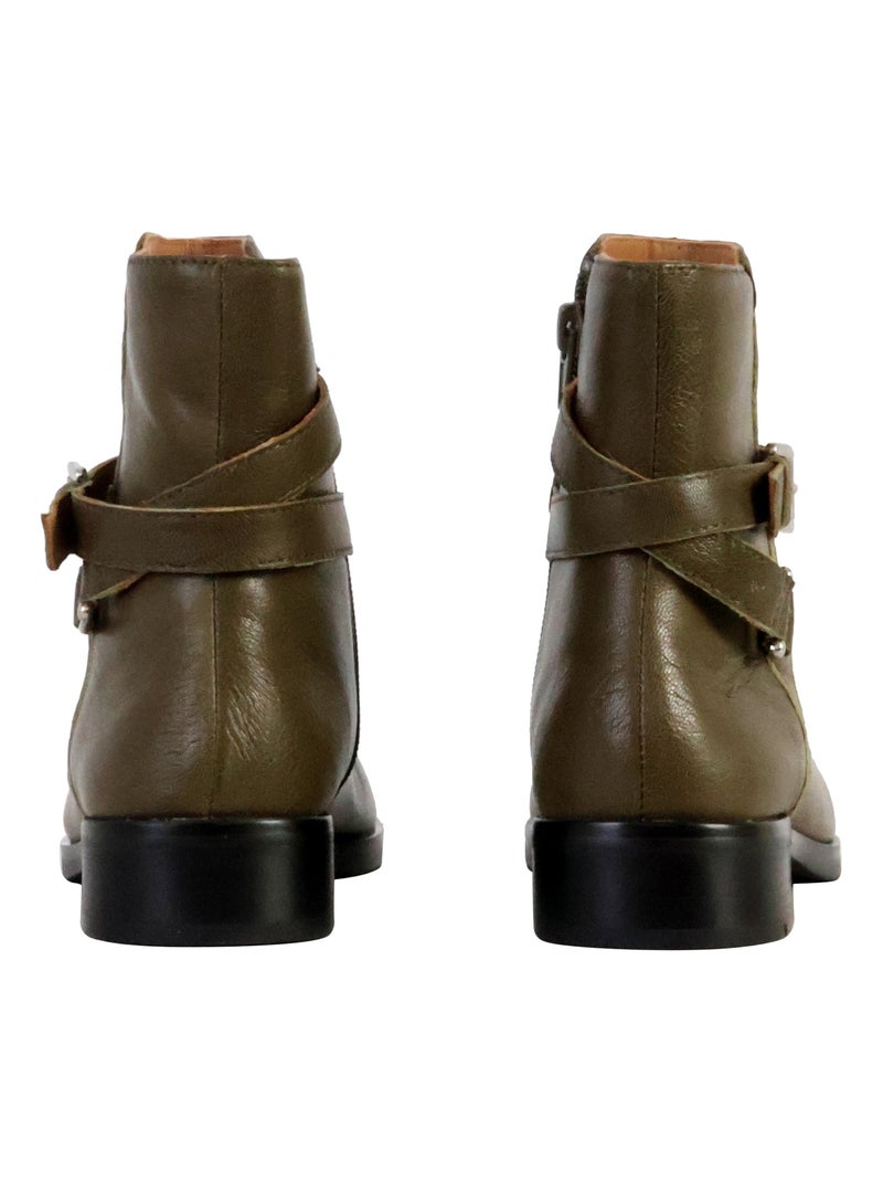 Bottines Cuir The Divine Factory Alénoa Kaki - Kiabi