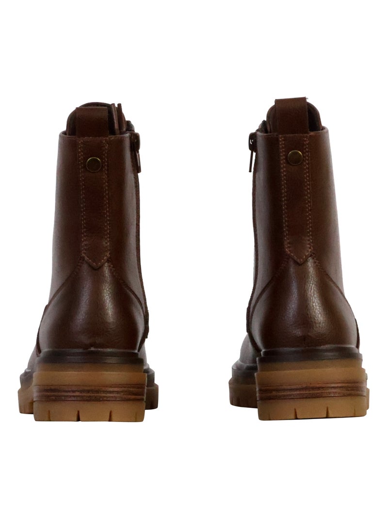 Bottines Cuir The Divine Factory Alénoa Marron - Kiabi