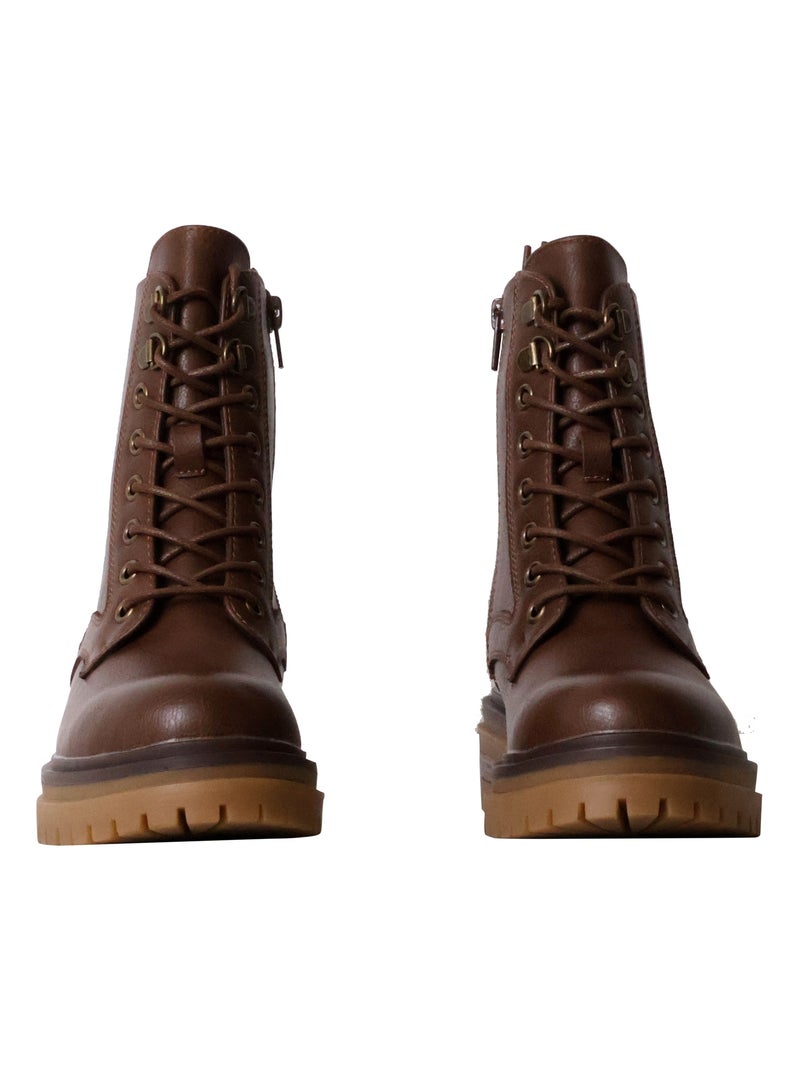 Bottines Cuir The Divine Factory Alénoa Marron - Kiabi