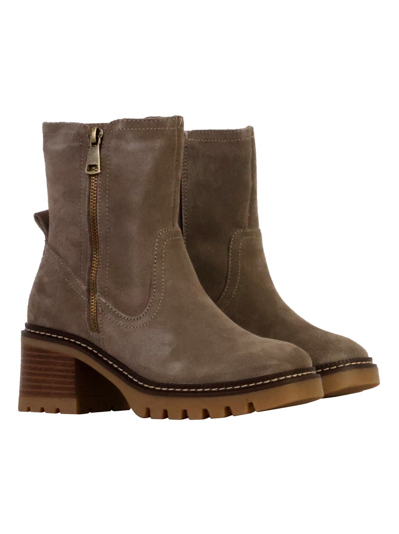 Bottines Cuir The Divine Factory Alénoa Taupe - Kiabi