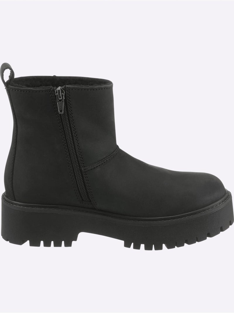 Bottines cuir vachette - helline Noir - Kiabi
