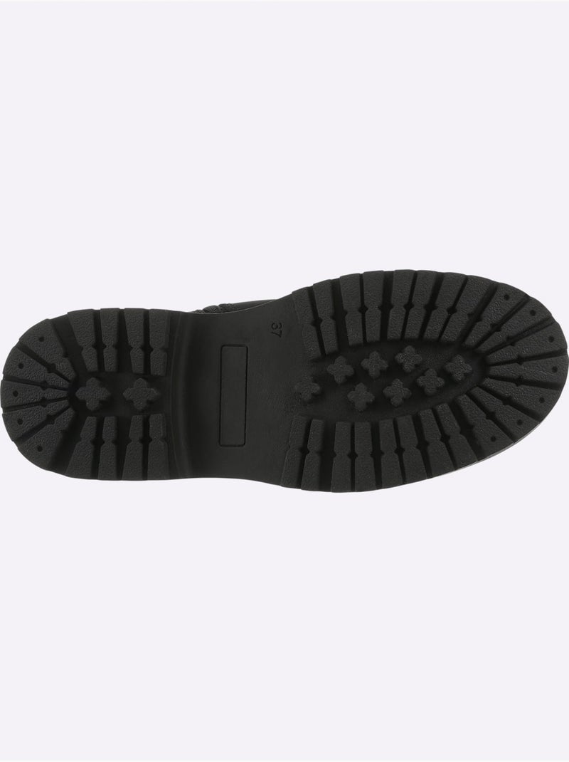 Bottines cuir vachette - helline Noir - Kiabi