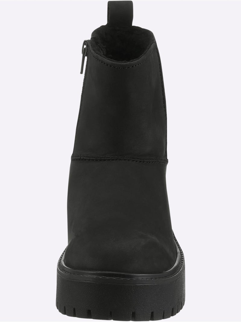 Bottines cuir vachette - helline Noir - Kiabi