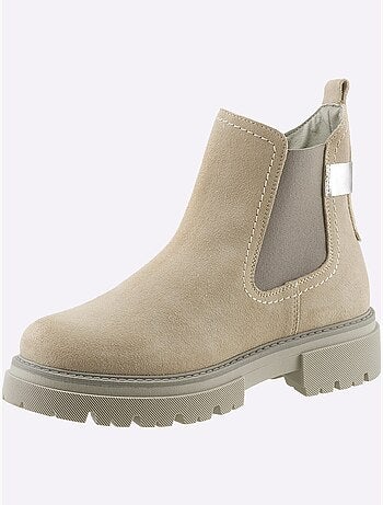 Bottines Cuir Velours De Vache. - Taille Standard - Helline