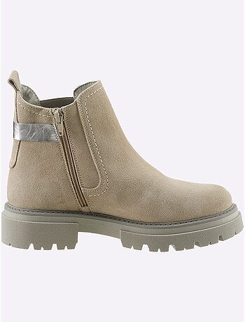 Bottines Cuir Velours De Vache. - Taille Standard - Helline