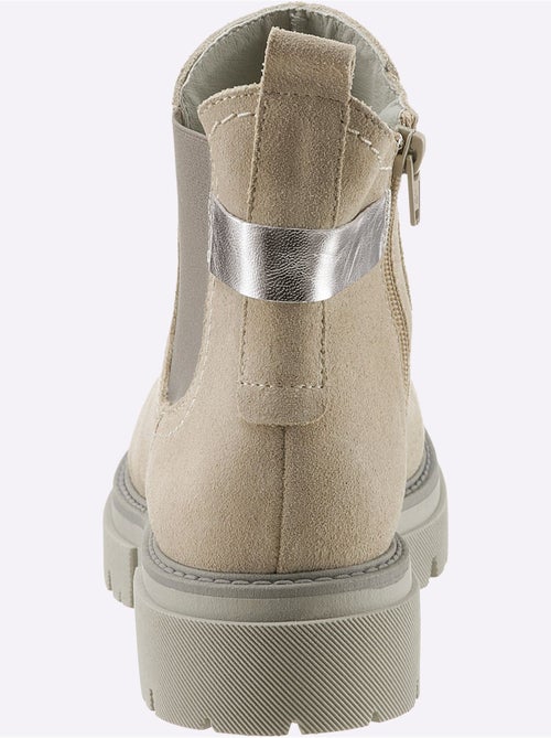 Bottines Cuir Velours De Vache. - Taille Standard - helline - Kiabi