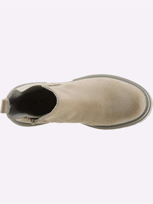 Bottines Cuir Velours De Vache. - Taille Standard - helline - Kiabi