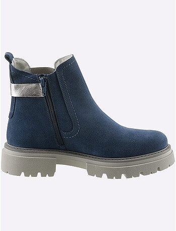 Bottines Cuir Velours De Vache. - Taille Standard - Helline