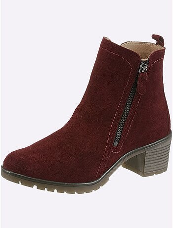 Bottines Cuir Velours De Vache. - Taille Standard - Helline