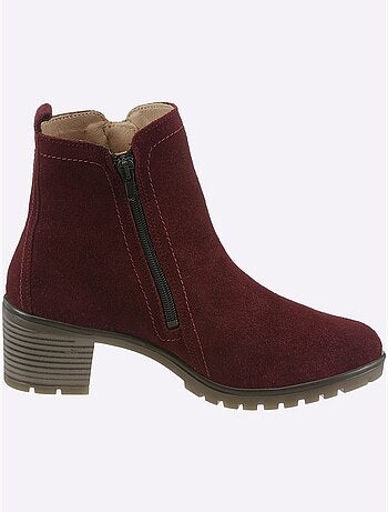 Bottines Cuir Velours De Vache. - Taille Standard - Helline