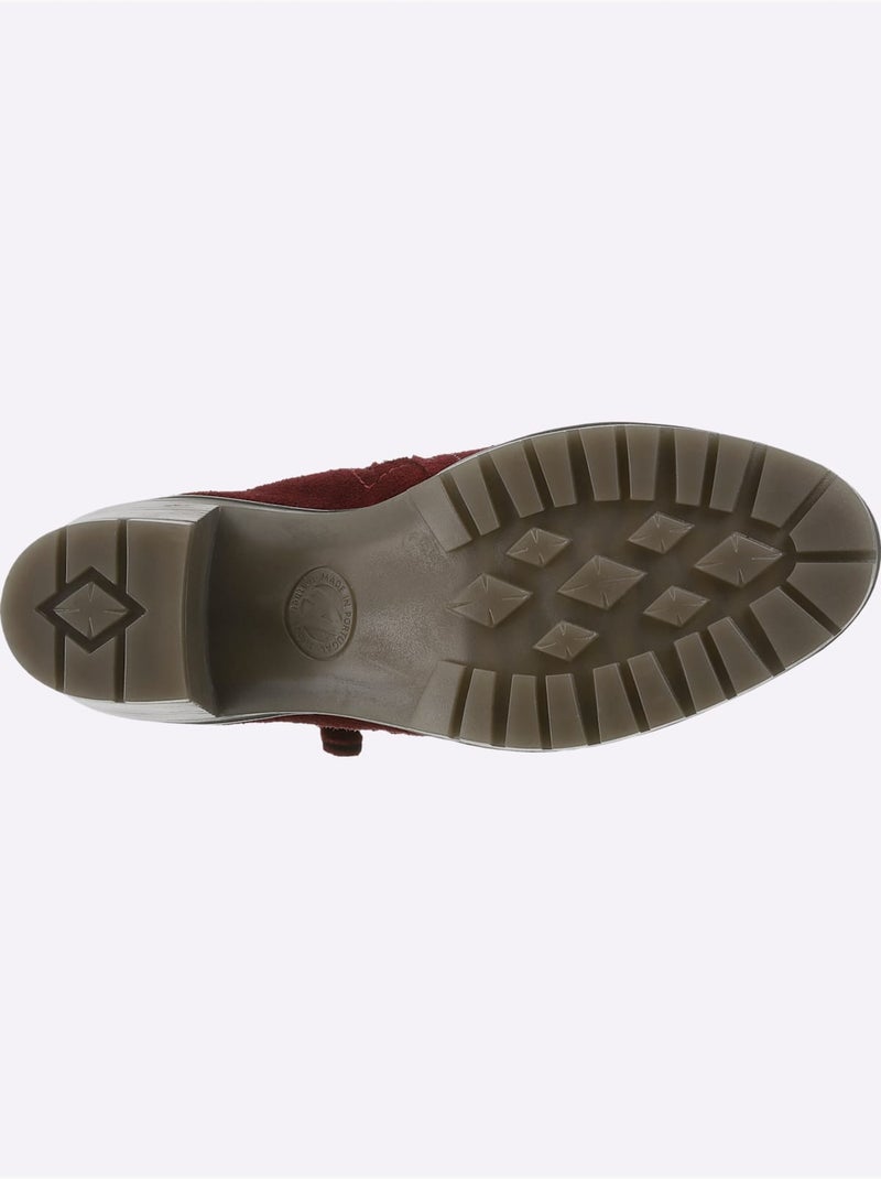 Bottines Cuir Velours De Vache. - Taille Standard - Helline Bordeaux - Kiabi