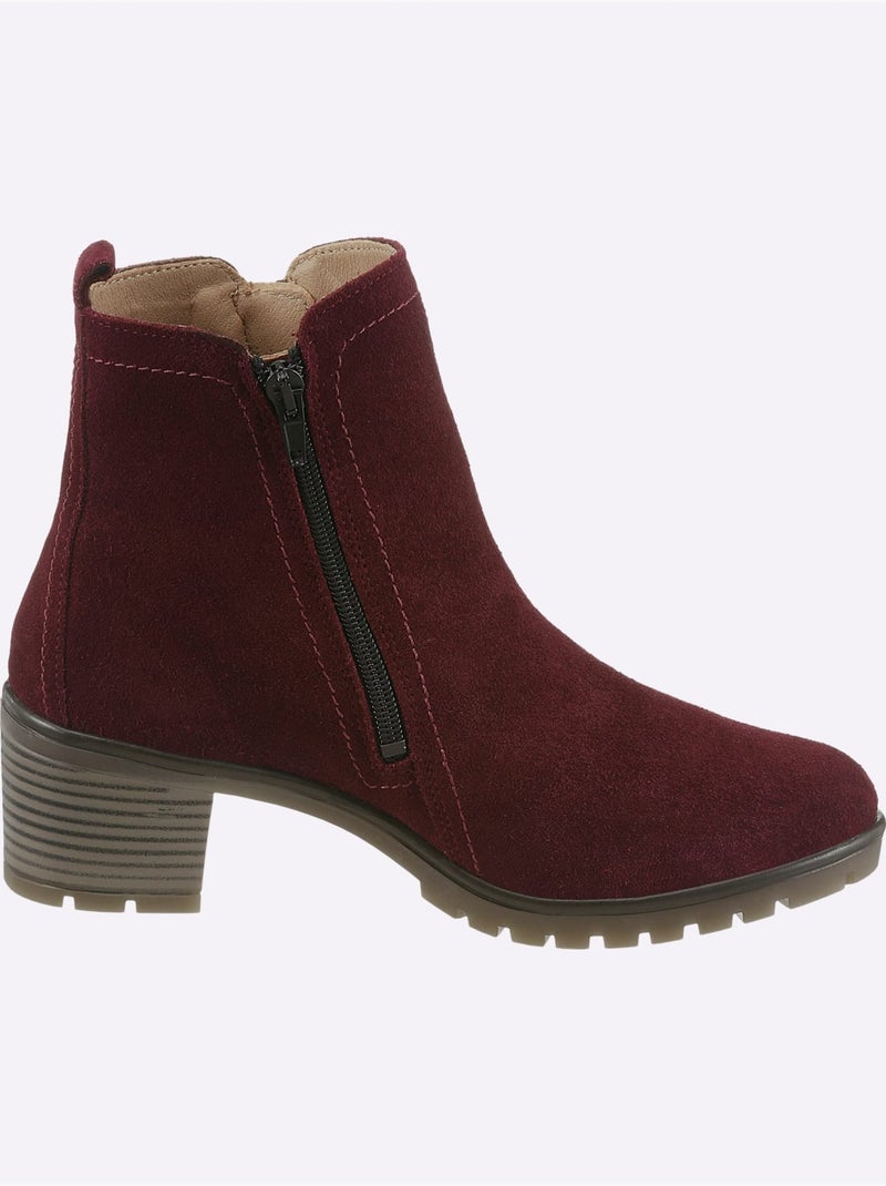 Bottines Cuir Velours De Vache. - Taille Standard - Helline Bordeaux - Kiabi