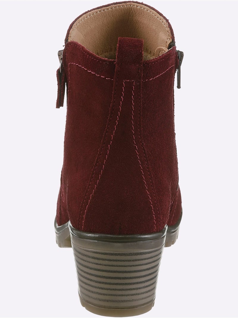 Bottines Cuir Velours De Vache. - Taille Standard - Helline Bordeaux - Kiabi
