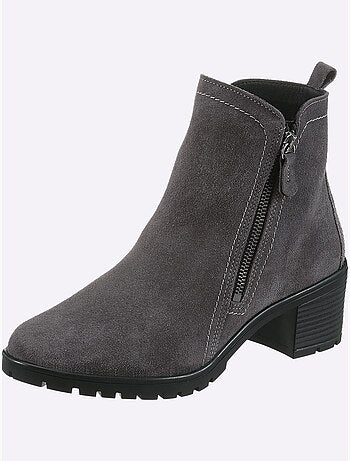 Bottines Cuir Velours De Vache. - Taille Standard - Helline