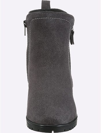 Bottines Cuir Velours De Vache. - Taille Standard - Helline
