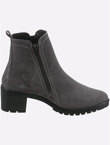Bottines Cuir Velours De Vache. - Taille Standard - Helline
