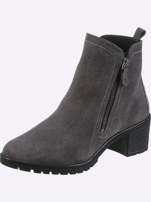 Bottines Cuir Velours De Vache. - Taille Standard - Helline - Kiabi Bottines Cuir Velours De Vache. - Taille Standard - Helline - Kiabi