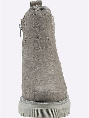 Bottines Cuir Velours De Vache. - Taille Standard - Helline