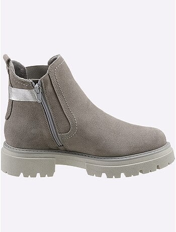 Bottines Cuir Velours De Vache. - Taille Standard - Helline