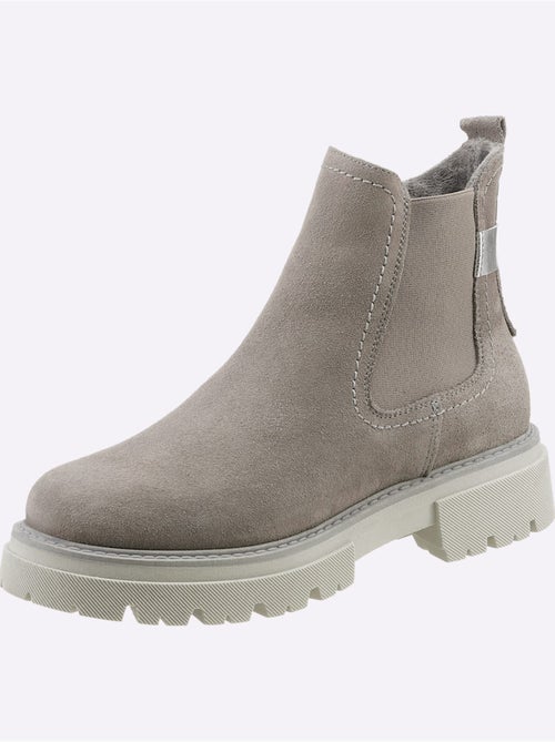 Bottines Cuir Velours De Vache. - Taille Standard - helline - Kiabi