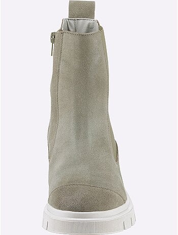Bottines Cuir Velours De Vache. - Taille Standard - Helline