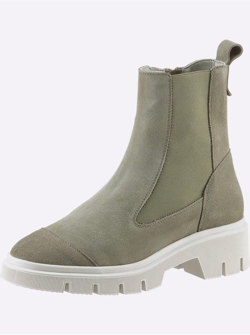 Bottines Cuir Velours De Vache. - Taille Standard - helline - Kiabi