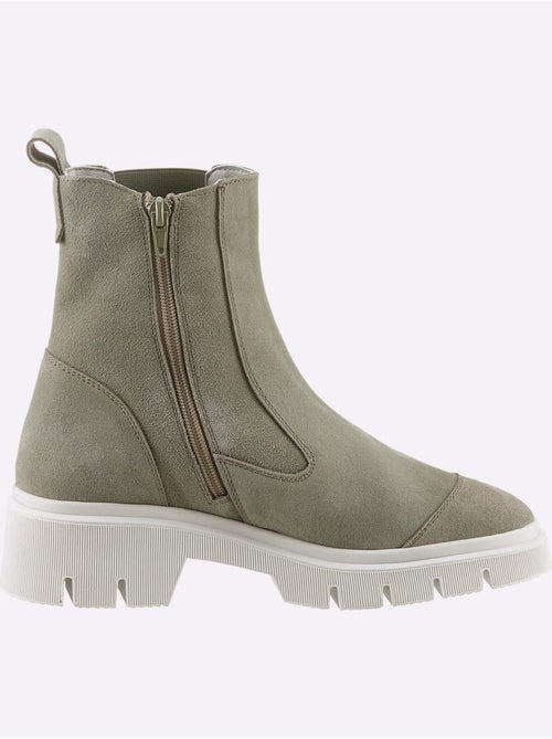 Bottines Cuir Velours De Vache. - Taille Standard - helline - Kiabi