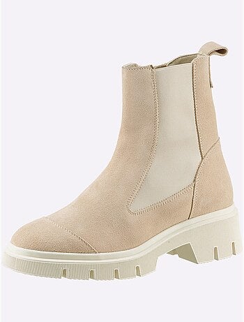 Bottines Cuir Velours De Vache. - Taille Standard - Helline
