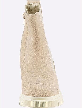 Bottines Cuir Velours De Vache. - Taille Standard - Helline
