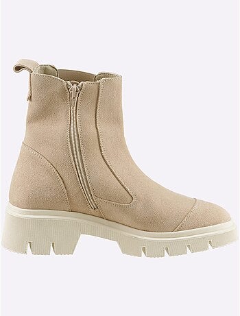 Bottines Cuir Velours De Vache. - Taille Standard - Helline