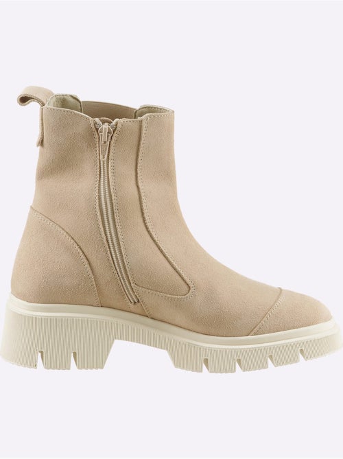 Bottines Cuir Velours De Vache. - Taille Standard - Helline - Kiabi Bottines Cuir Velours De Vache. - Taille Standard - Helline - Kiabi