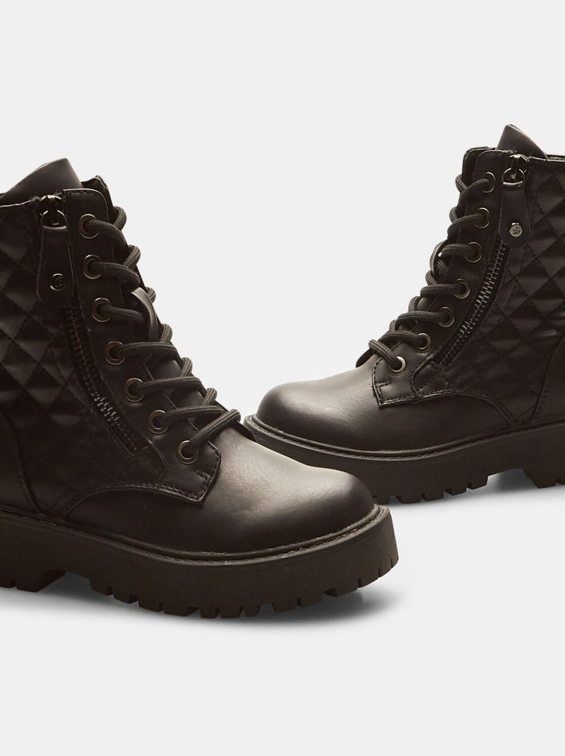 Bottines de combat avec fermeture à lacets et zip BATA Noir - Kiabi