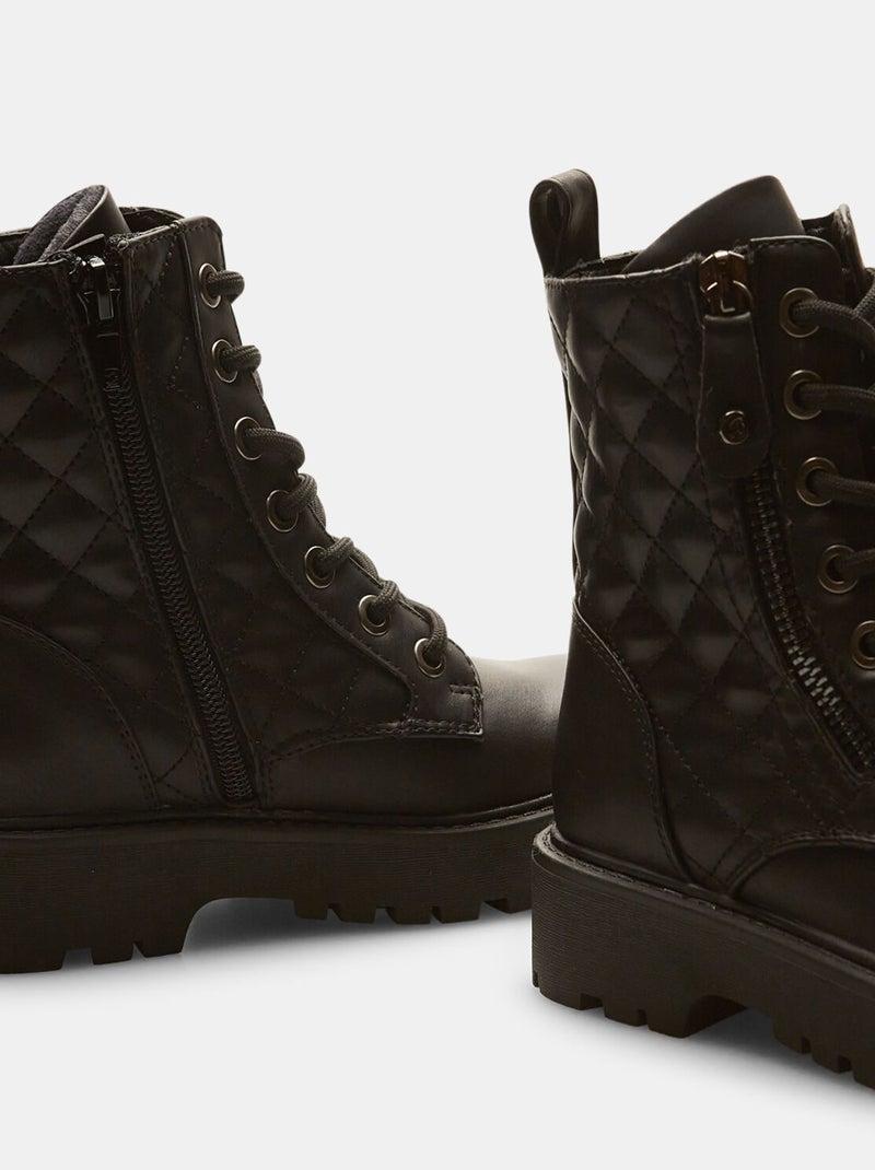 Bottines de combat avec fermeture à lacets et zip BATA Noir - Kiabi