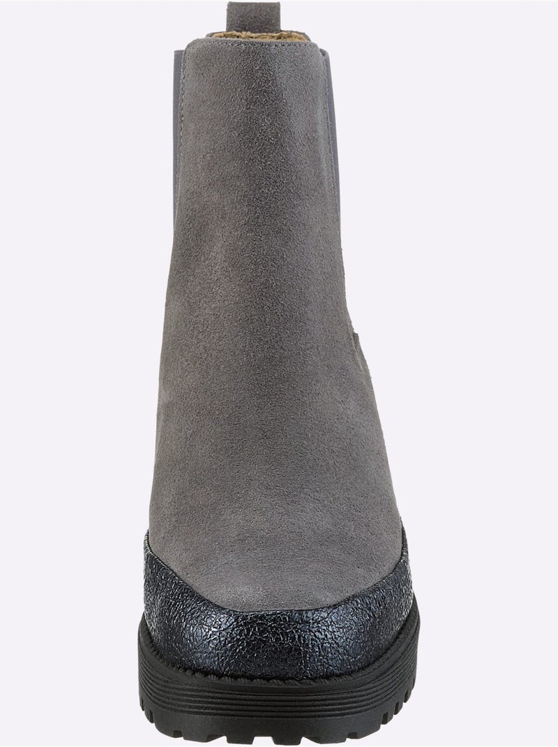 Bottines De Fabrication Espagnole - Taille Standard - Helline Gris Bleu - Kiabi