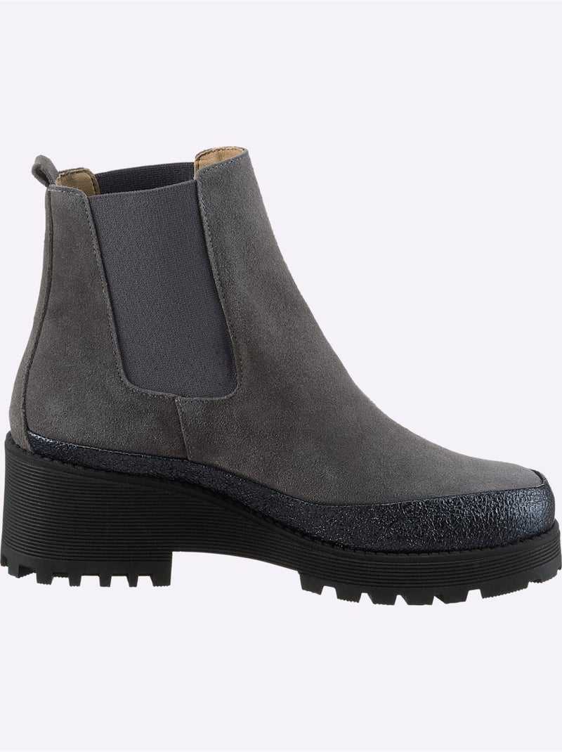 Bottines De Fabrication Espagnole - Taille Standard - Helline Gris Bleu - Kiabi
