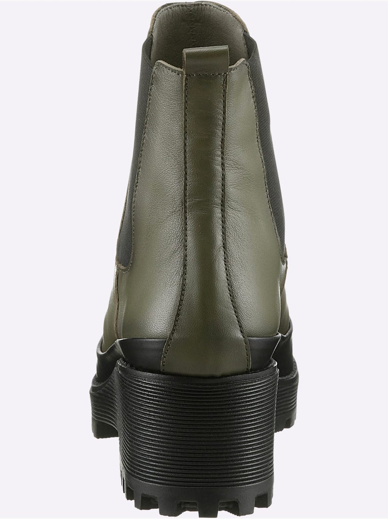 Bottines De Fabrication Espagnole - Taille Standard - Helline Noir Kaki - Kiabi